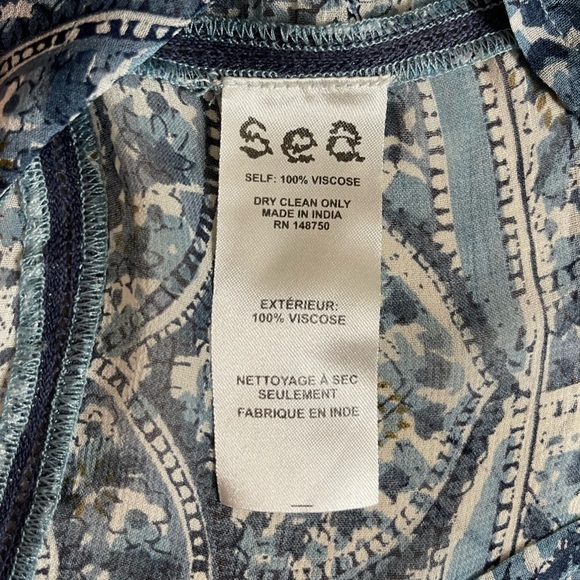 Sea New York Blue Floral Tassel Tie Blouse Size 0 - Picture 7 of 10